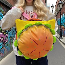 Cheeseburger Backpack, Hamburger Burger - Novelty Funny Yellow Casual Daypack, Cute Food-Shaped Gift for Burger Lovers, Quirky Present for Daily Use & Fun Outings