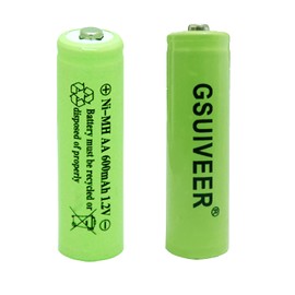 GSUIVEER Ni-Mh AA 600mAh 1.2V Rechargeable Battery for Outdoor Solar Lights Garden Lamp(4 Pack)