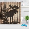 Artmyharbor Moose in Forest Silhouette Cabin Shower Curtain Woodland Print