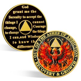 CHURYUML 4 Year Sobriety Coin Phoenix Sober Chip Four Year AA Medallions with Serenity Prayer Recovery Affirmation Token Sobriety Gifts for Women Men Alcoholics Anonymous Addiction Recovery Gift