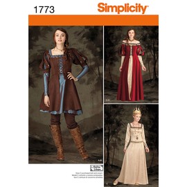 Simplicity 1773 Women's Medieval Dress Ren Faire Costume Sewing Pattern, Sizes 6-14