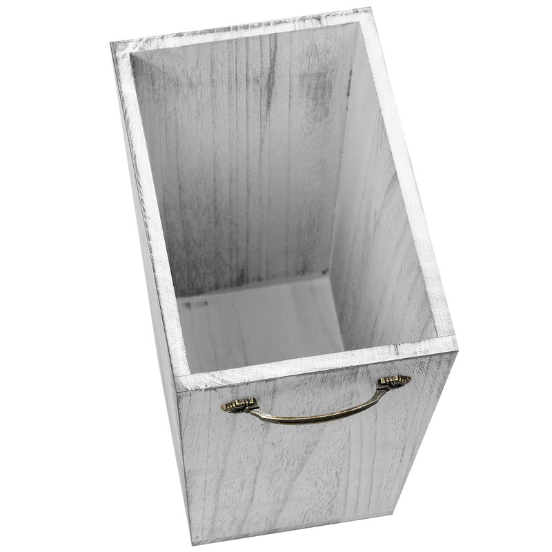 OYEAL Wood Wastebasket Trash Can Rustic Farmhouse Square Garbage Container
