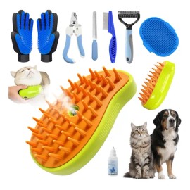 9pz Cepillo Perro Gato Vapor Mascota Masajeado Pug 2color
