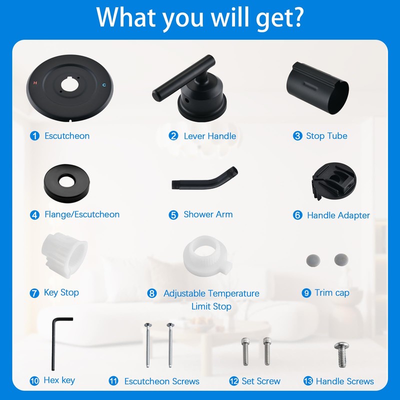Replacement for Moen Shower Faucet Trim Kit, Shower Arm, Shower