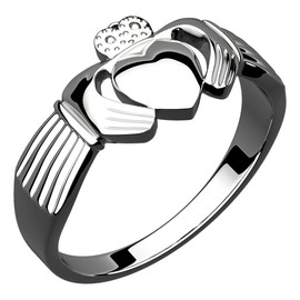 GWG Jewellery 925 Sterling Silver Simple Classic Claddagh Ring – 9 in Gift Box for Women