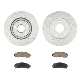 KAX Front Brake Kit, Drilled and Slotted Brake Rotors, Ceramic Brake Pads | Fits Vue 2002-2007, Equinox 2005-2006, Torrent 2006, Automotive Replacement Brake Kit
