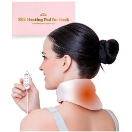 Silk Heated Neck Wrap - Electric USB Heating Pad for Neck, Shoulders, Back - 4 Heat Modes, Auto Shut-Off - Pink