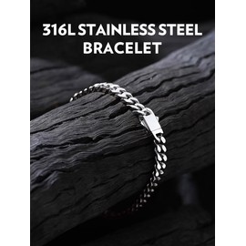 Bandmax Cuban Chain Bracelet for Men Women Stainless Steel 5MM Thin Link Chain Wristlet Anklet 7.5 Inch Mens Hand Chain for Husband Son Father