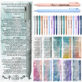 Sayglossy 25 Sets Easter Christian Bookmark and Pens He Came Died Arose Ascended Bible Verse Resurrection Religious Pens for Jesus Story Easter Basket Stuffers Sunday Church Gift Bulk