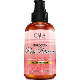 Pure Rose Water, Large 4oz (Moroccan) Made from Petals: 100% All Natural Rosewater Bottle - Best Complete Facial & Skin Toner, Hair Oil, Moisturizer and Cleanser - Makes a Great Rose Tub Tea