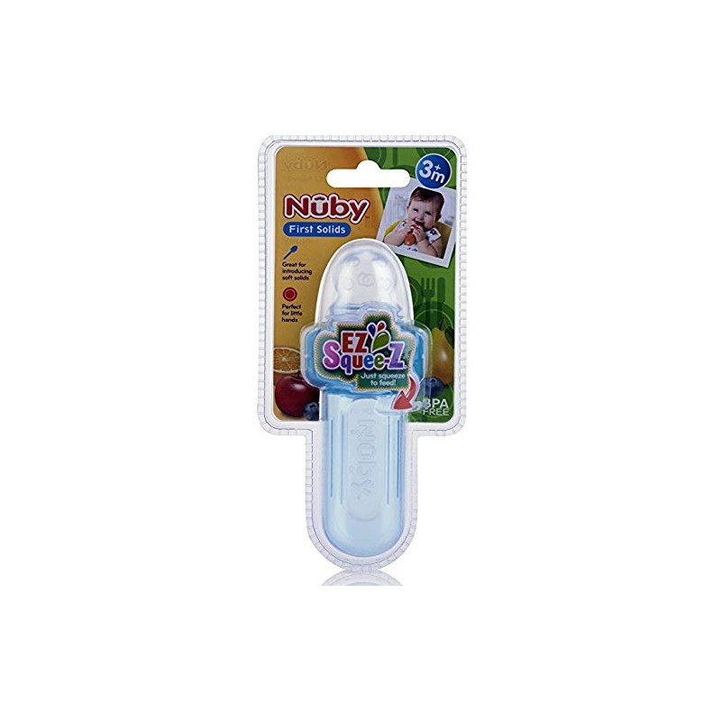 Nuby EZ Squee-Z Silicone Self Feeding Baby Food Dispenser (Blue)