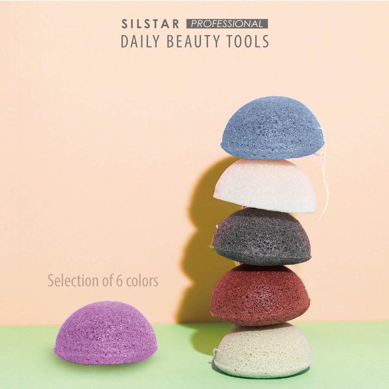 SILSTAR PROFESSIONALシルスタープロフェッショナル こんにゃくスポンジ フェイシャルスポンジ バススポンジ 乾燥肌や成熟肌のための素晴らしいクレンジング - シダーグリーン 103