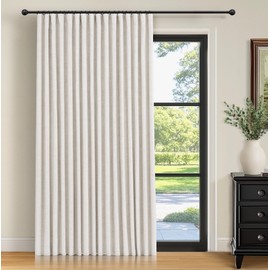 INOVADAY 100% Blackout Curtains for Bedroom, Black Out Curtains 84 Inch Long, Clip Rings Linen Blackout Drapes, Thermal Insulated Room Darkening for Living Room, 1 Panel - Beige,W102xL84