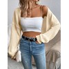 MURMUREY Womens Long Sleeve Open Front Knit Crop Bolero Cardigan