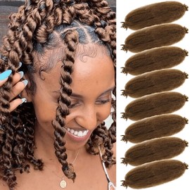 8 Packs Springy Afro Twist Hair Pre Fluffed Marley Hair 18 Inch Synthetic Braiding Hair for Spring Twist Crochet Hair Soft Distressed Protective Marley Twist Braiding Hair Extensions for Women(30#)