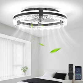 Ceiling Fans with Lights and Remote, 20'' Low Profile Ceiling Fan, 3000-6500K Dimmable Modern Flush Mount LED Fan Light, 6 Wind Speeds, Ceiling Fans for Bedroom
