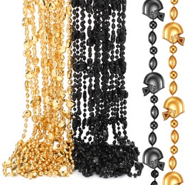 Kenning 24 Pcs Football Helmet Beaded Necklaces Bulk,Black,Gold