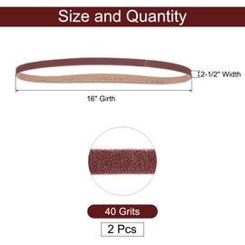 sourcing map 2pcs 2-1/2" x 16" Sanding Belts 40 Grits Aluminum Oxide Abrasive Belt Sander Paper Sanding Papers for Metal Wood Grinding Polishing, Reddish Brown