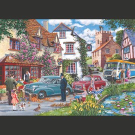 The House of Puzzles Traffic Jam Jigsaw - Big 500 Piece Jigsaws For Adults, Extra Large Pieces, Artist Illustrated, Scenic Landscape, Deluxe Puzzle Gifts