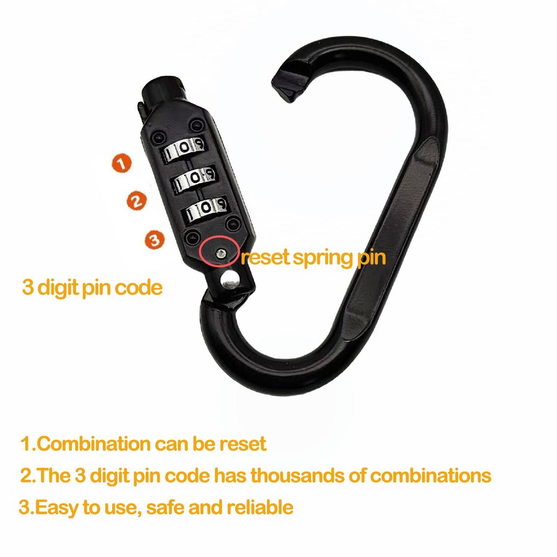MyyYiTar Large 3 Inch Carabiner with Built-in 3-Digit Combination Lock