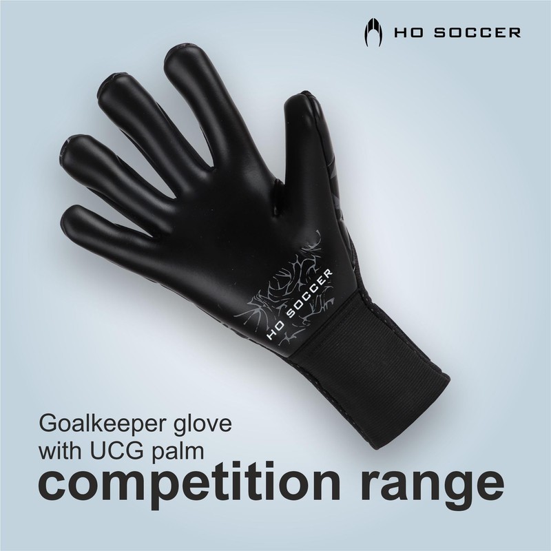 HO Soccer ESKUALO Blackout Goalkeeper Gloves, Plain, Children, Black, 4