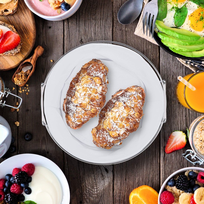 Relaxdays Bread Basket Metal with Removable Fabric Insert, Round, Breakfast