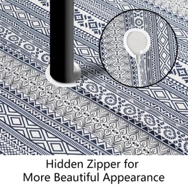 Virtumob Outdoor Tablecloth with Umbrella Hole and Zipper, Rectangle Patio Table Covers for Spring/Summer, Machine Washable Outdoor Picnic Table Cloth (Boho, 60" × 84" Rectangular)