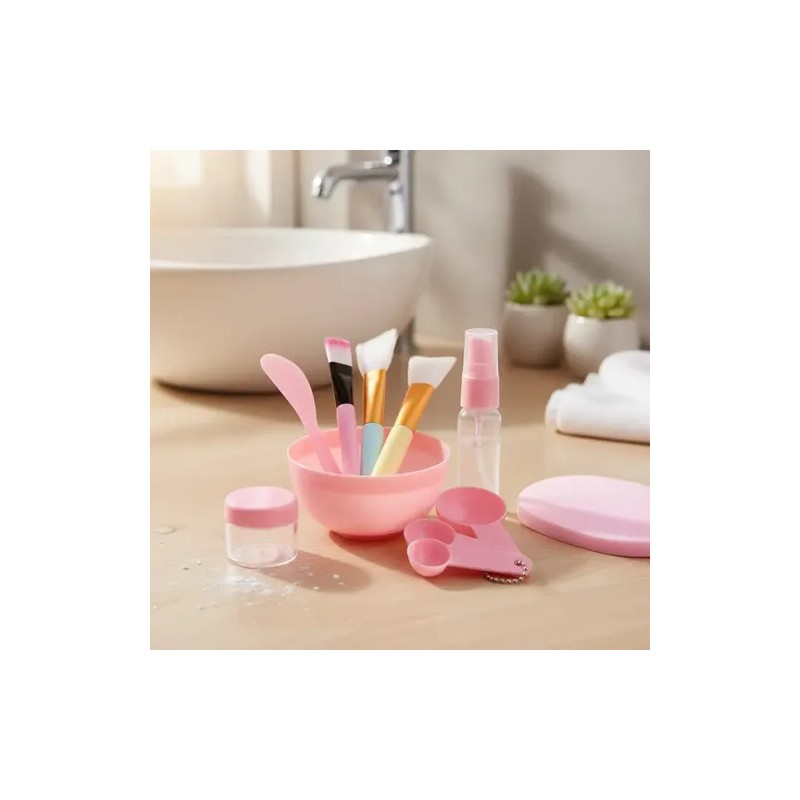 11 Pzs Kit Preparación Mascarilla Facial Bowl Brochas Frasco