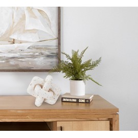 Howard Elliot Everlink Natural Stone Sculpture for Home & Garden Decor, Decorative Resin Figurine with Interlocking Travertine Texture for Home & Office Decor, White, 8 x 8 Inch