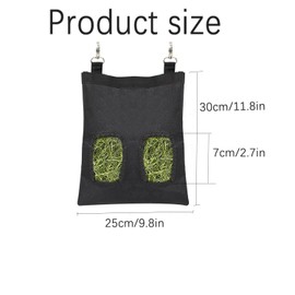2Pcs Rabbit Hay Feeder Bag Hay Holder,Guinea Pig Hay Feeder Bag with 2 Holes & Adjustable Shoulder Strap,Hanging Feed Storage Bag Small Animal Bunny Chinchilla Hamster