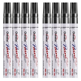 Paint Pens Paint Markers - Black Permanent Markers 8 Pack, Oil Based Waterproof Quick Dry Medium Tip Marker Pen for Metal, Wood, Fabric, Plastic, Rock, Stone, Mugs, Canvas, Glass, Art Craft