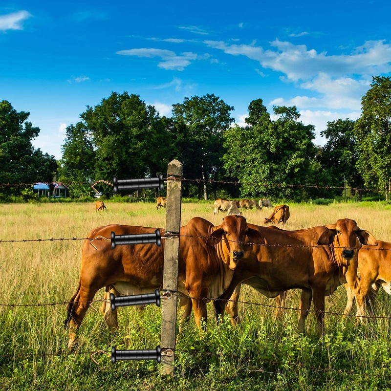 Therwen 18 Pcs Plastic Fence Gate Handle with Insulators Insulated