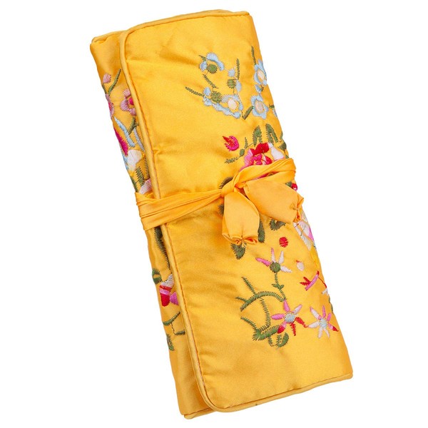 Mookaitedcor Garden Design Embroidered Jewellery Roll with Beautiful Flowers, Bag