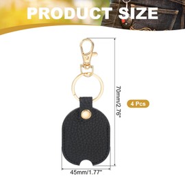 PATIKIL Leather Key Sleeve, 4 Pcs Broken Car Key Loop Replacement Auto Key Cover Protector with Clasp for Women Men, Black