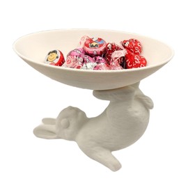 Adorable Bunny Candy Dish – 3D Printed Decorative Rabbit Bowl – Easter, Valentine’s, & Home Décor – Unique Gift for Candy, Keys, Snacks, & Jewelry – Cute Animal Display Bowl – White, Durable PLA
