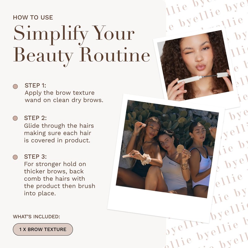 Byellie Brow Texture 12ml, Soft-Hold, Texturising Clear Eyebrow Gel, Define