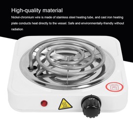 1000W Countertop Coil , Adjustable Temperature Single Cooktop, Electric Hot Plate with Indicator Light, Portable Stainless Steel Electric Stove for Home Dorm, Easy to Clean