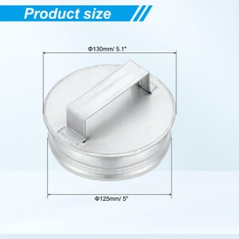 PATIKIL 5 Inch Metal Tee Cap with Handle, Galvanized Steel Duct End Cap Dry Vent Cover Ducting Sealing Tee Plug for HVAC Systems Indoor and Outdoor Use