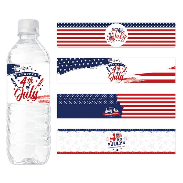 Patriotic Water Bottle Labels 4th of July Bottle Wraps Independence