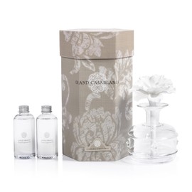 Zodax Grand Casablanca Porcelain Oil Diffuser - Home Fragrance Oil Diffuser Ideal for Living Room, Bathroom, Office - Flower Design - Gift Box Packaging Included - White Hibiscus - 6.76 Oz.