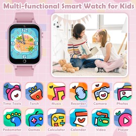 Luyiilo Kids Games Watch, with 26 Puzzle Games, Touch Screen, HD Camera, Alarm Clock, Toys for Ages 4-12 Years Old.Birthday Gift for Boys Girls (Pink)