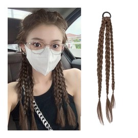 Hair Extension, Braided, Color Extension, Kids, Events, Hair Extension, Ponytail, Twin, Gradation Color Extension, Kid, Halloween Costume, Girls, Women's, Recitals, Events, Festivals, Parties, Birthday Parties, Children, Adults (Gradient Silver Gray) (Light Brown)