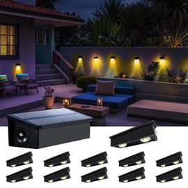 Fence Lights Solar Powered Outdoor Waterproof Outside Wall LED Landscaping Lamp 12 Pack for Yard, Deck, Patio, Rail, Garage, Pool, Balcony, Energy Efficient Warm White Safety and Ambiance,Easy Install