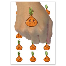 Crying Cartoon Whole Onion Temporary Tattoo Water Resistant Fake Body Art Set Collection - 54 1" Tattoos (1 Sheet)