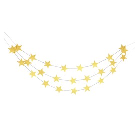 Gold Star Banner, 13Ft Glitter Paper Star Garland Hanging Stars Party Decorations for Birthday Easter Sunday Bridal Shower Baby Shower Wedding Decor