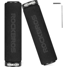 ROCKBROS Handlebar Grips Lock-On Design Bicycle Grips Shock-absorbing and Non-slip Grips made of Thickened Sponge for 22.2mm Handlebars - Color: BT1001BKBK