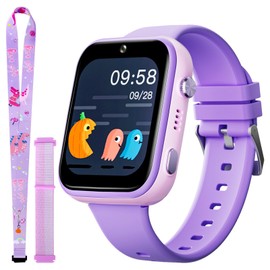 OKYUK T45 Children's Smartwatch, 4G Children's Smartwatch, GPS Tracker Children, Watch Children Boy, Children's Watch with Video Phone Call, School Mode, SOS Function, Camera and Pedometer (T45 Purple