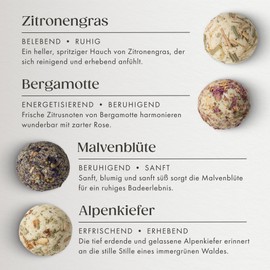 Satin Naturel 4 Luxury Organic Bath Bombs Set Vegan - Wellness Gifts for Women - Premium Bath Bombs - Birthday Gift for Her - Luxury Gift Box Natural Cosmetics