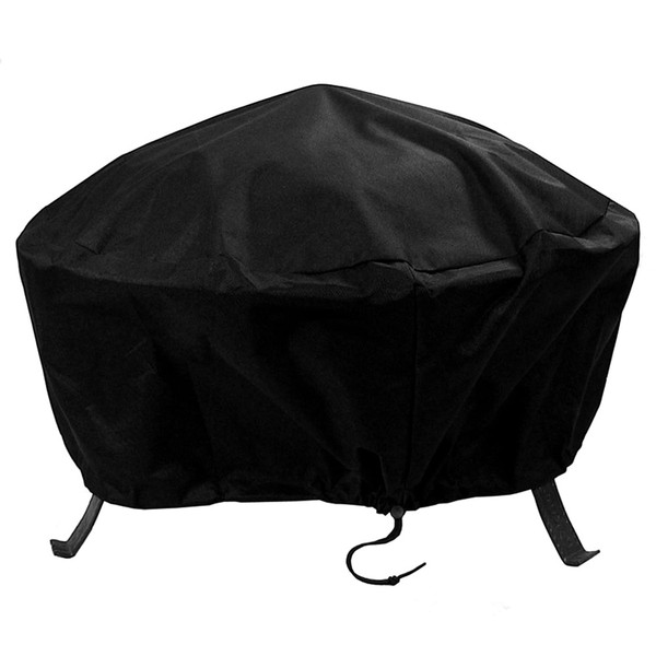 Sunnydaze Round Outdoor Fire Pit Cover - Weather-Resistant Heavy-Duty PVC with Drawstring Closure - Black - 40-Inch