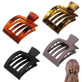 Ptenzor 4 Pcs Flat Hair Clips for Women, Square Matte Claw Clips for Thick & Thin Hair, Strong Hold Non-Slip Hair Claws, French Barrettes for Daily Styling
